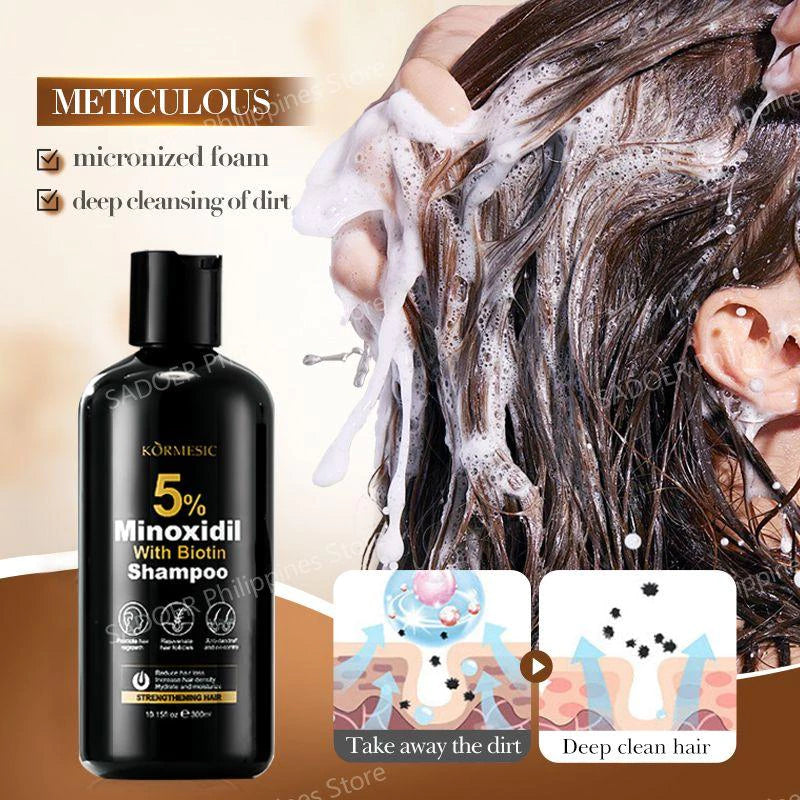 Minoxidil 5% Hair Grower Shampoo with Biotin for Hair Loss Treatment Regrowth Hair