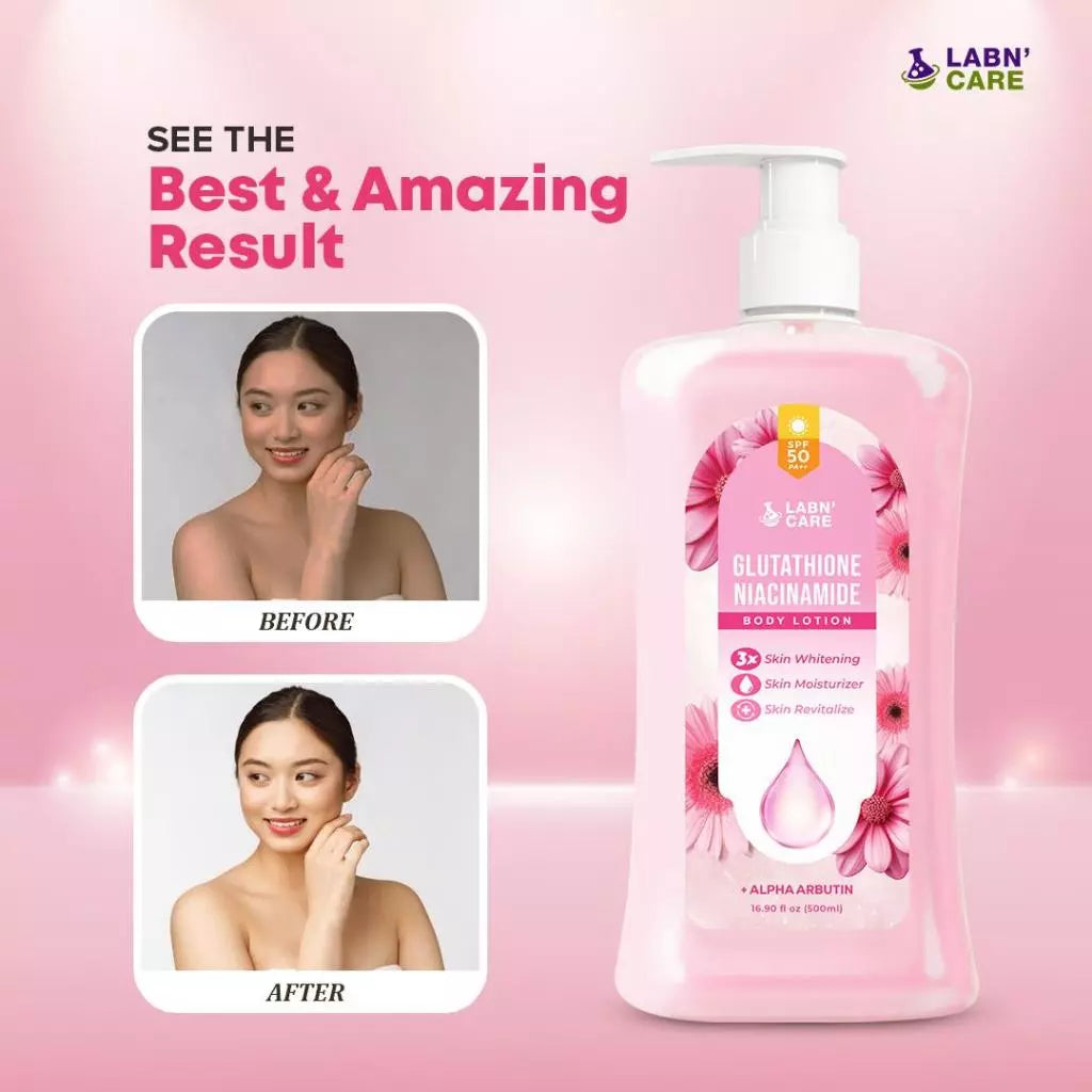 Labn' Care Glutathione Niacinamide Body Whitening Lotion 500ML With SPF 50 PA++, 3X Skin Whitening