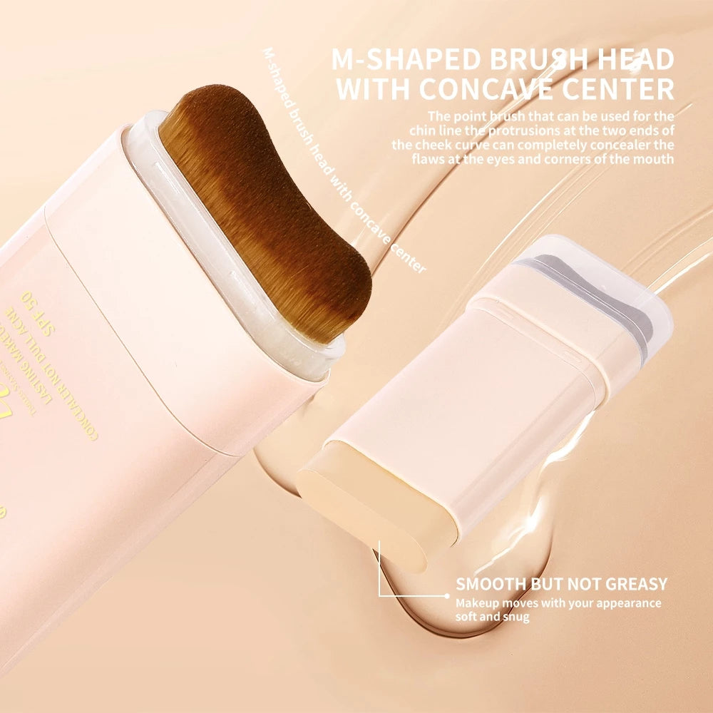 DW Matte Foundation Cream Stick SPF50 Lasting Oil-control Concealer W/ Brush 20g