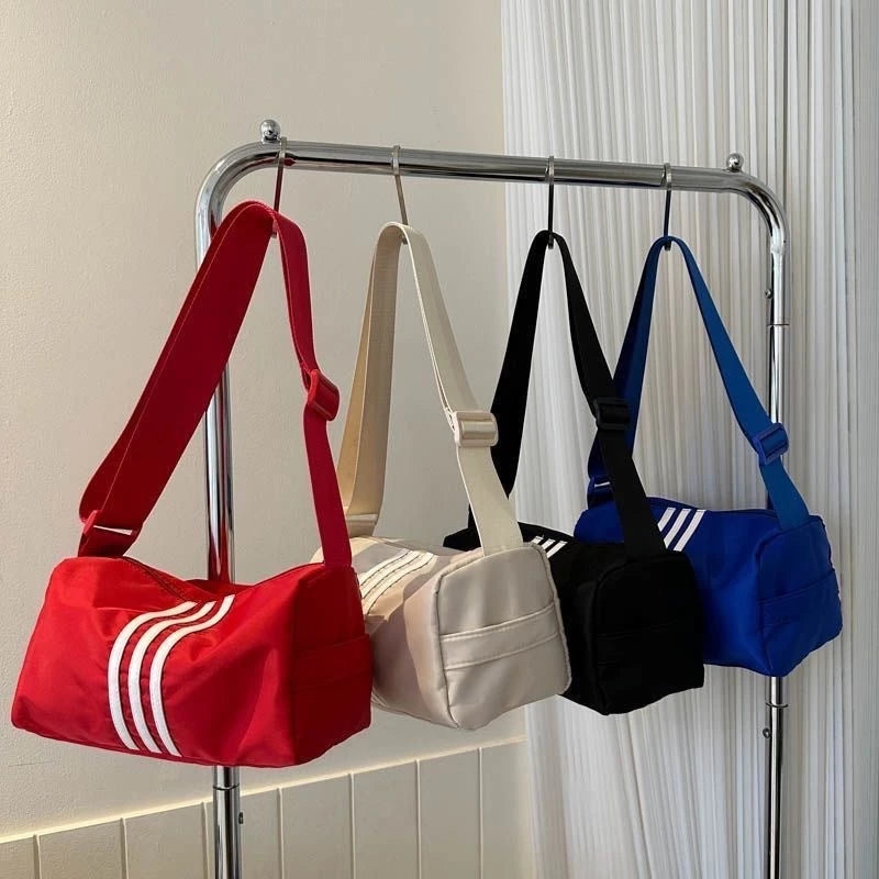 8MNY-605 Sports Duffle Sling Bag Solid Color Stripe Design Gym Bag for Men Women