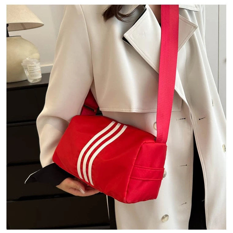 8MNY-605 Sports Duffle Sling Bag Solid Color Stripe Design Gym Bag for Men Women