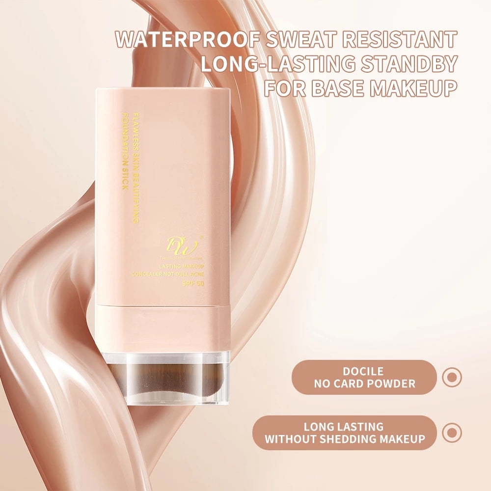 DW Matte Foundation Cream Stick SPF50 Lasting Oil-control Concealer W/ Brush 20g