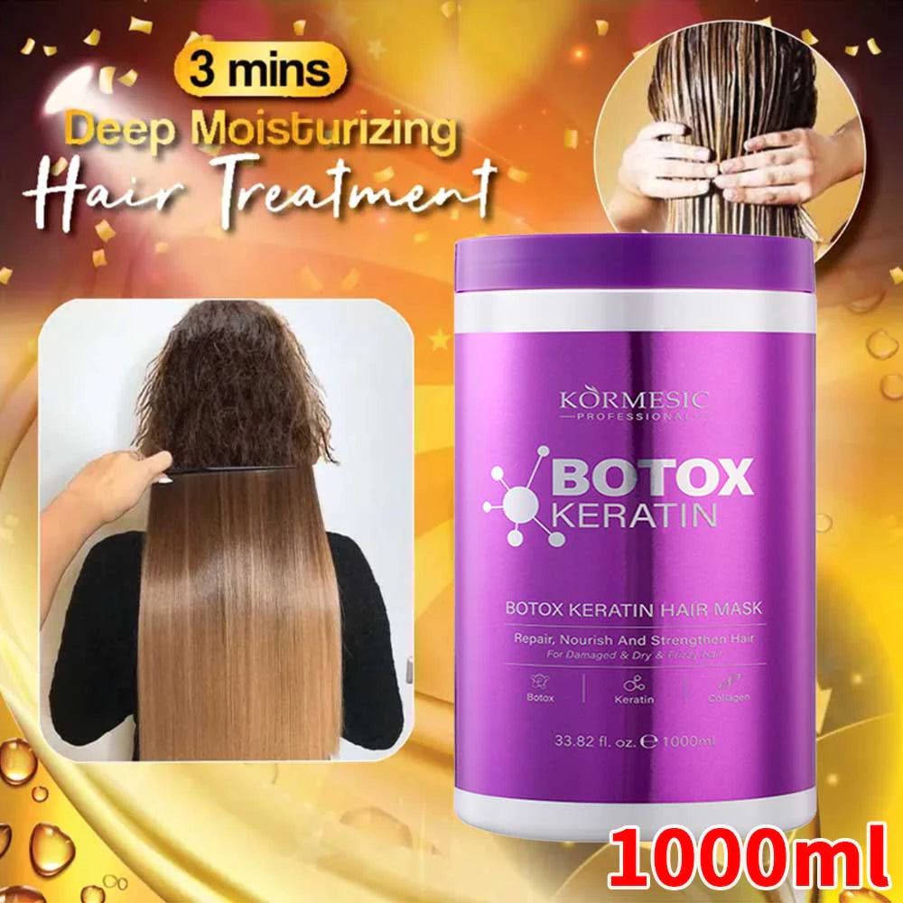 Keratin Hair Mask Deep Repair Damage Frizzy Soft Smooth Shiny Straightening Argan Oil Conditioner