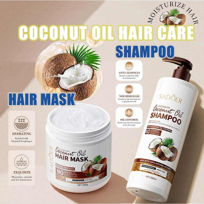 BUY 1 TAKE 1 Collagen Hair Mask Treatment And Coconut Oil Shampoo For Deep Nourishment And Shine Enhancement