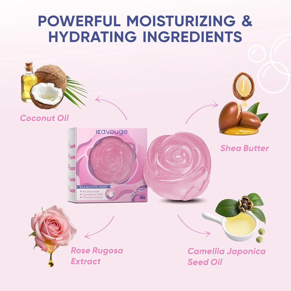 Kavouge Bleaching Soap Whitening Booster Niacinamide Face & Body Care Cleaning Arbutin Licorice Extract
