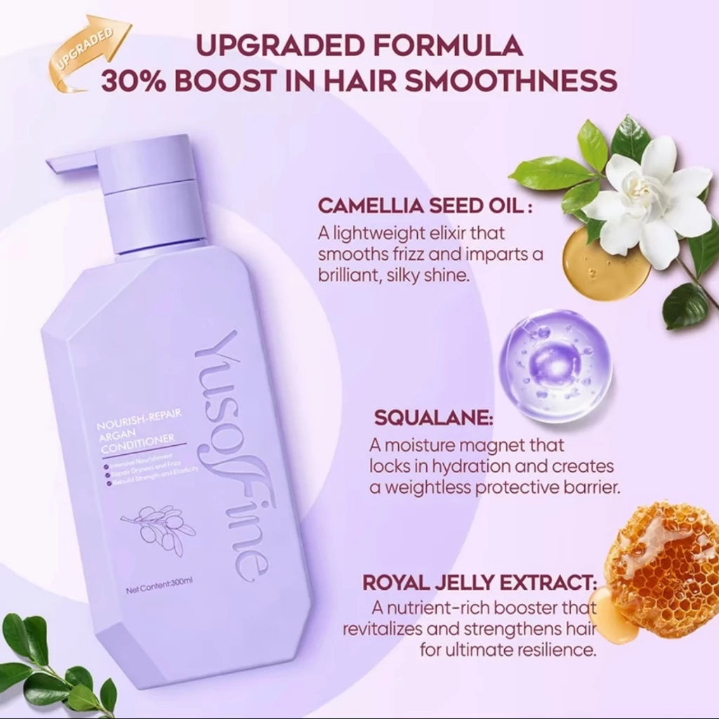 Yusofine Nourish-Repair Argan Oil Shampoo & Conditioner & Hair Treatment Repair Damage Smooth Frizz