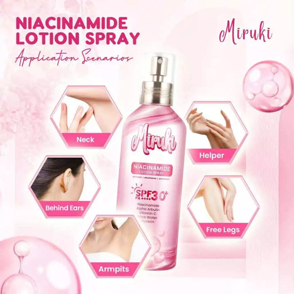 Miruki Niacinamide Lotion Spray, Deep Moist, Brightening, Lightweight, with SPF 30 PA++++