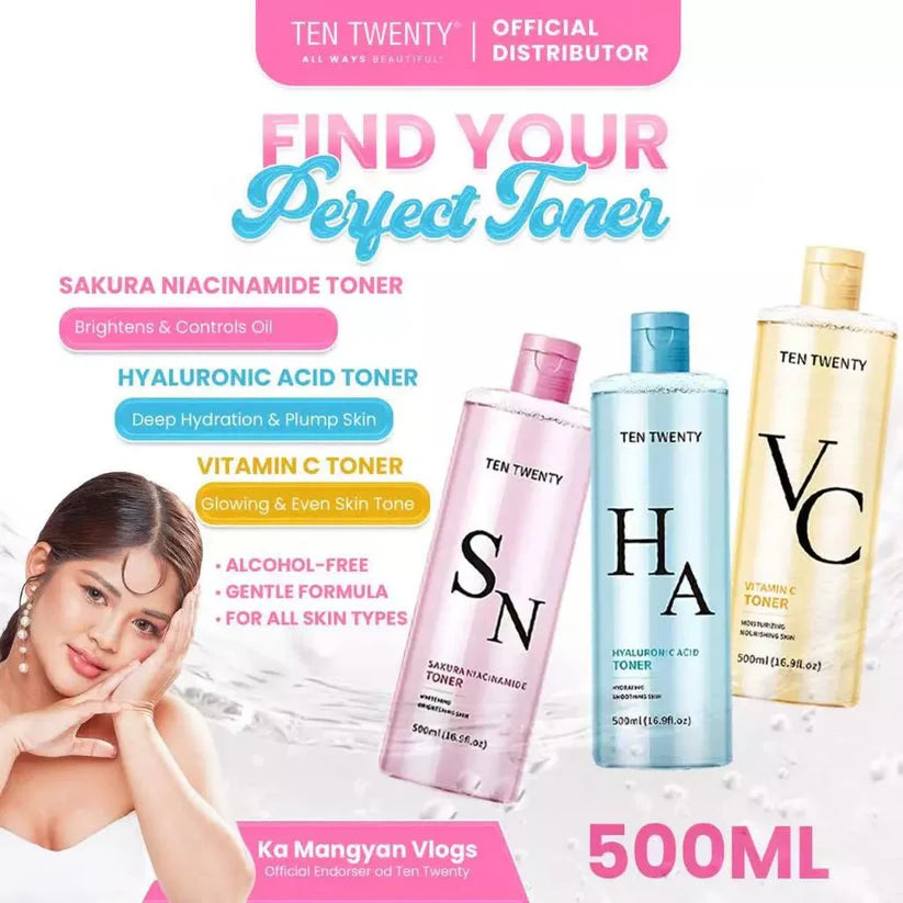 TEN TWENTY VITAMIN C, HYALURONIC ACID, SAKURA NIACINAMIDE TONER SKIN REPAIR 500ML