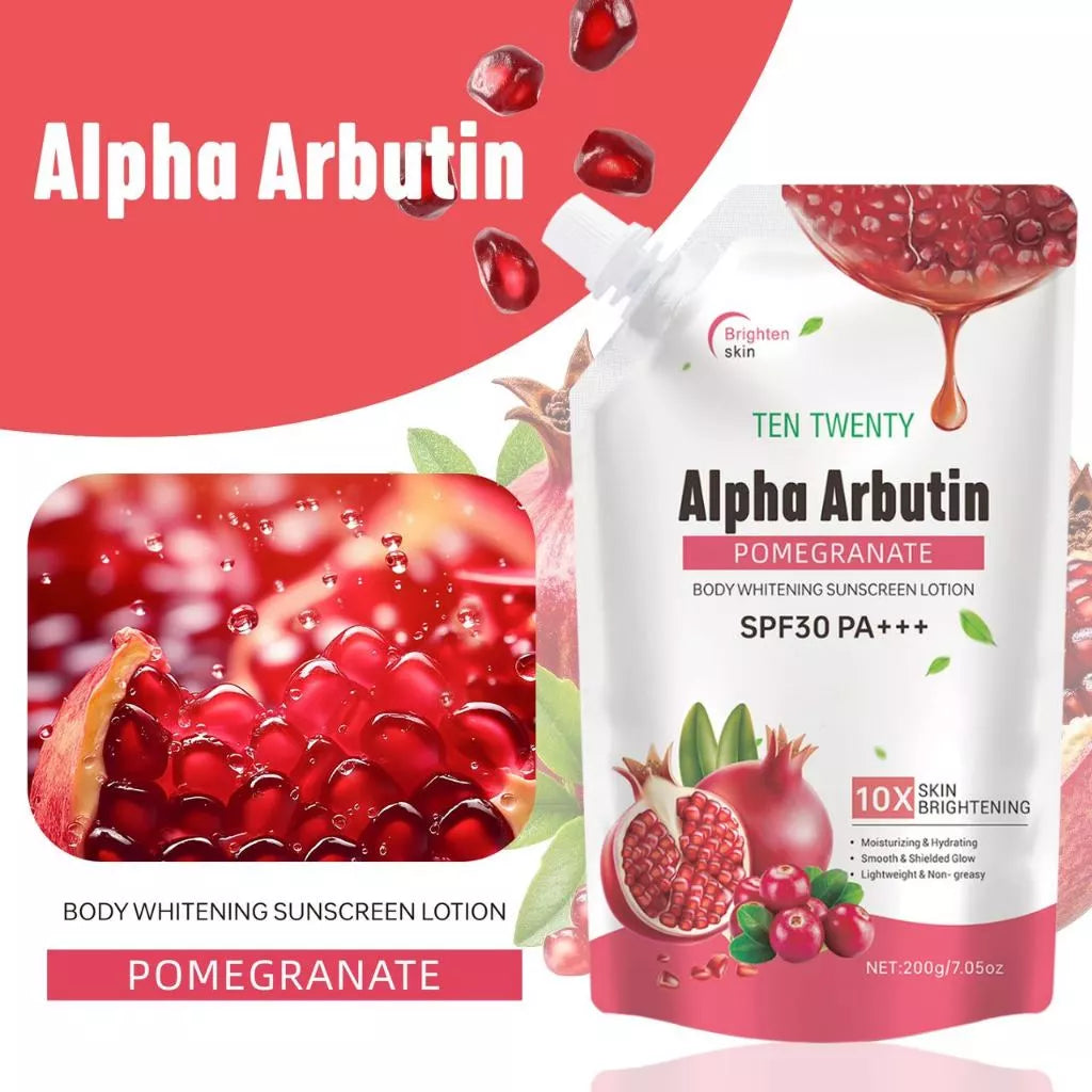 BUY 1 TAKE 1 Alpha Arbutin Pomegranate Sunscreen Whitening Body Lotion SPF30 PA+++ 200g