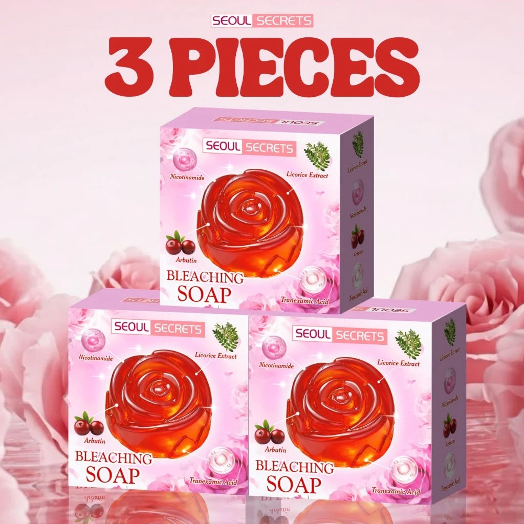 B1T1 ROSE Bleaching Soap FDA Approved with Whitening Booster Tranexamic Acid & Licorice Extract for