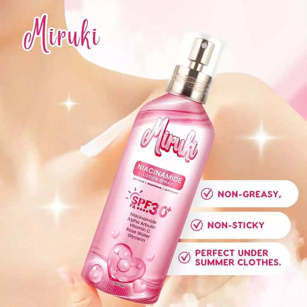 Miruki Niacinamide Lotion Spray, Deep Moist, Brightening, Lightweight, with SPF 30 PA++++