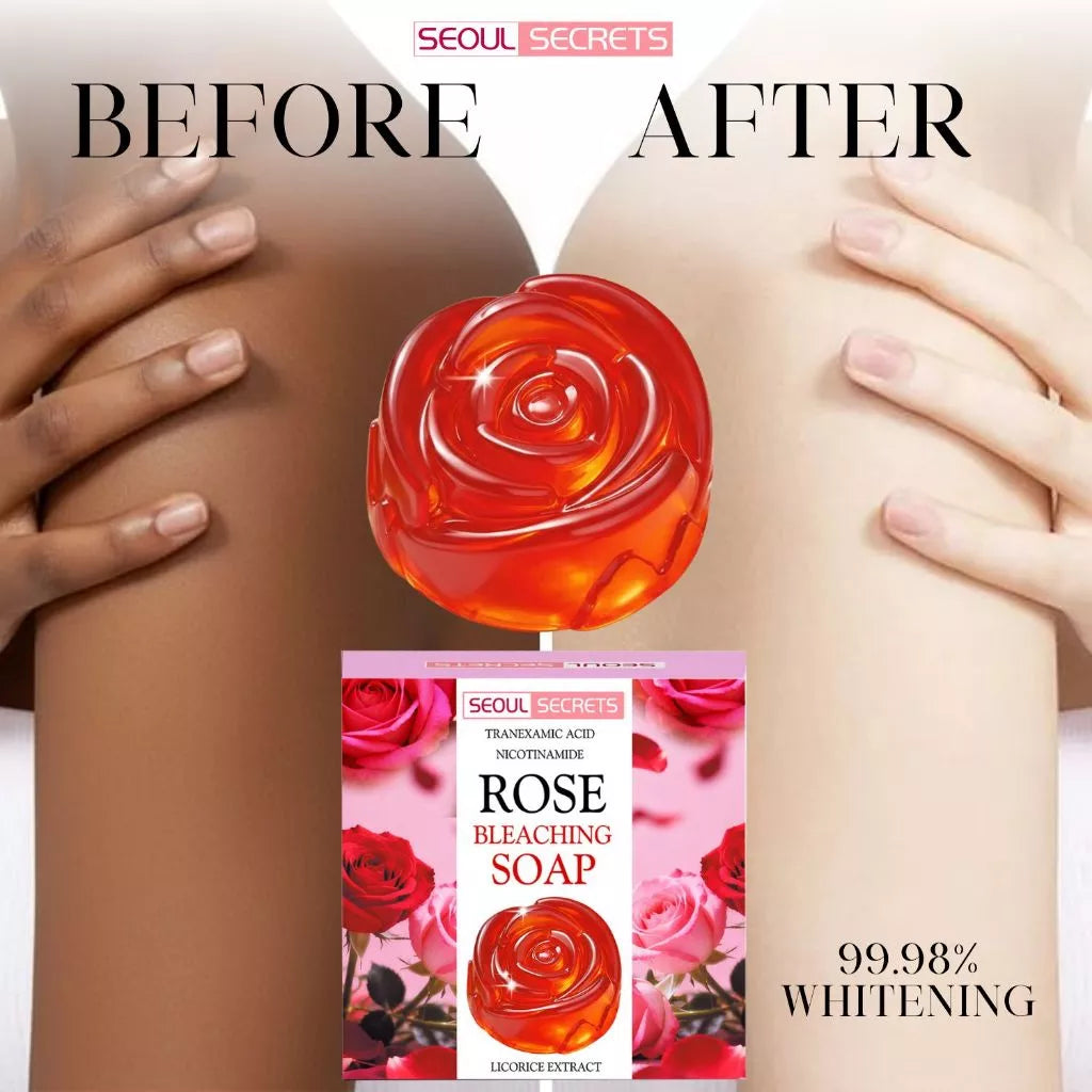 B1T1 ROSE Bleaching Soap FDA Approved with Whitening Booster Tranexamic Acid & Licorice Extract for