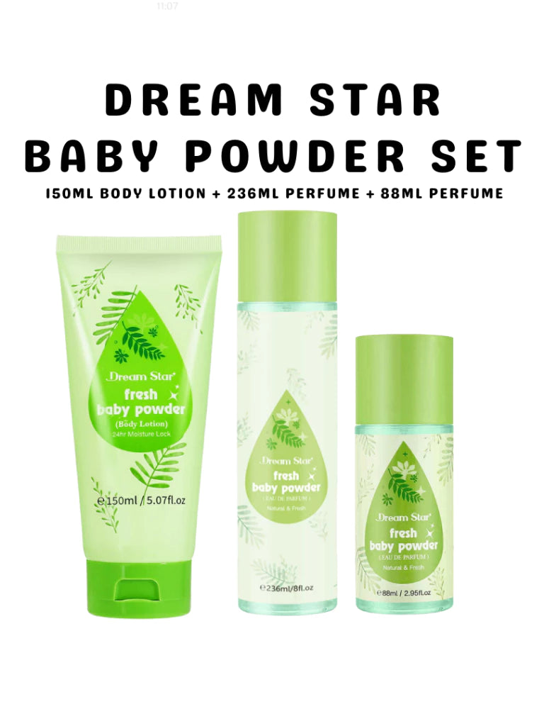 Dream Star Baby Powder Set - 150ml Body Lotion + 236ml Perfume + 88ml Perfume