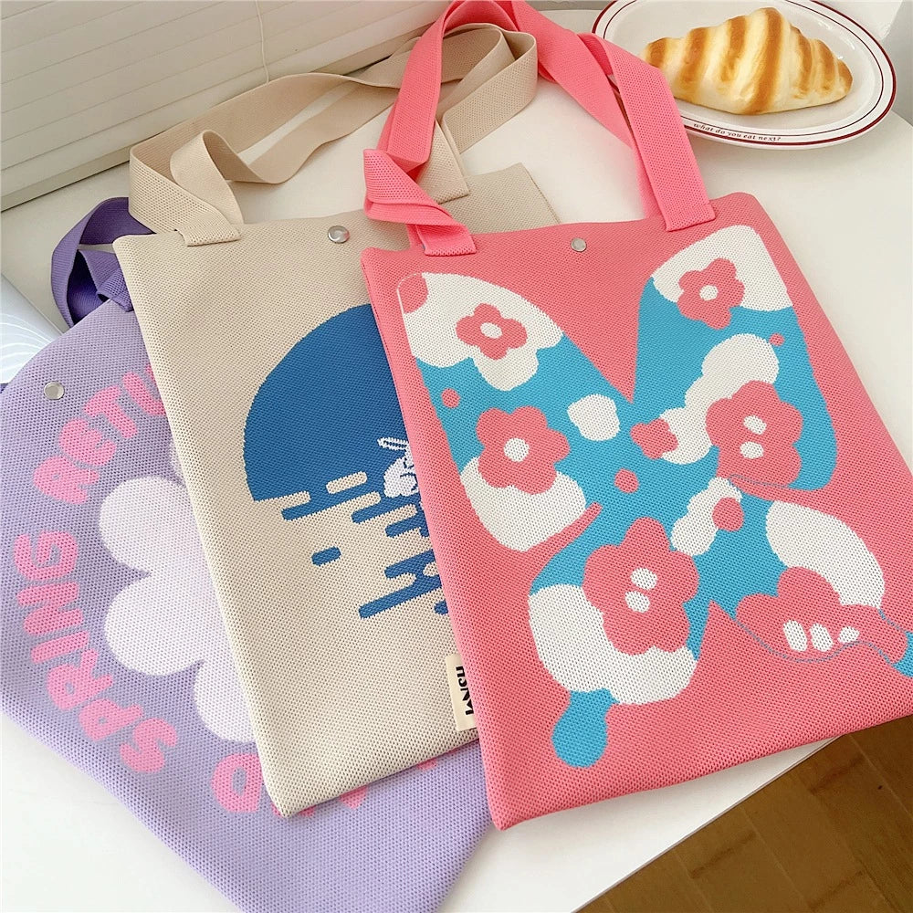Women's Shoulder Bag Large Capacity Knitted Bag Tote Bag For School For Shopping With Lock