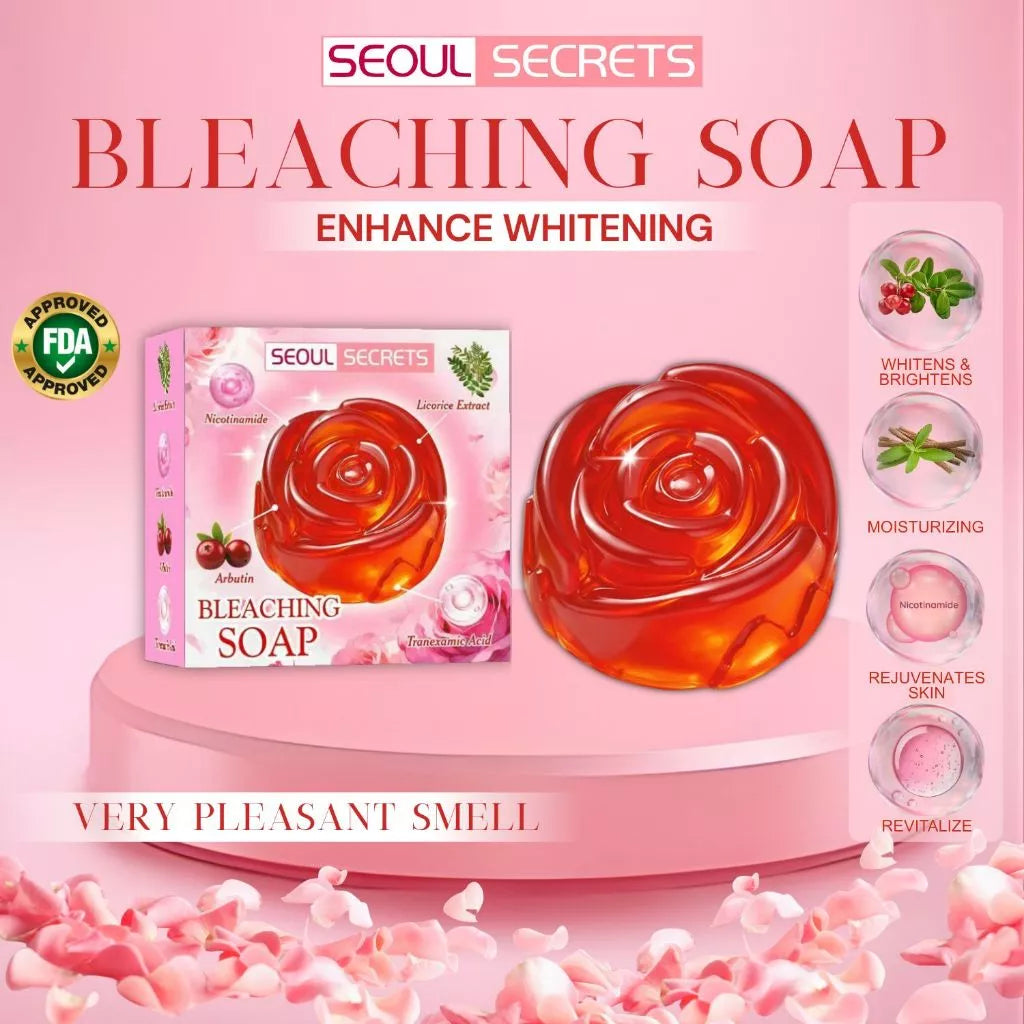 B1T1 ROSE Bleaching Soap FDA Approved with Whitening Booster Tranexamic Acid & Licorice Extract for