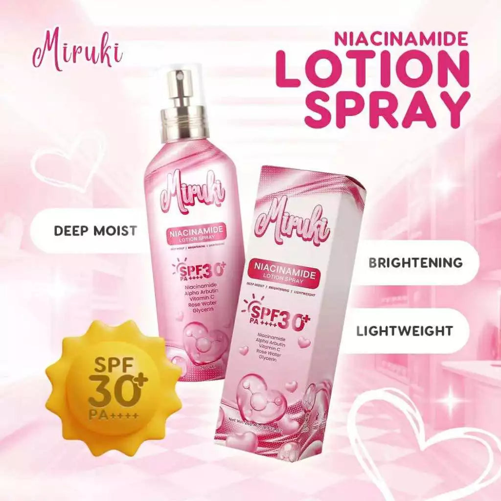 Miruki Niacinamide Lotion Spray, Deep Moist, Brightening, Lightweight, with SPF 30 PA++++