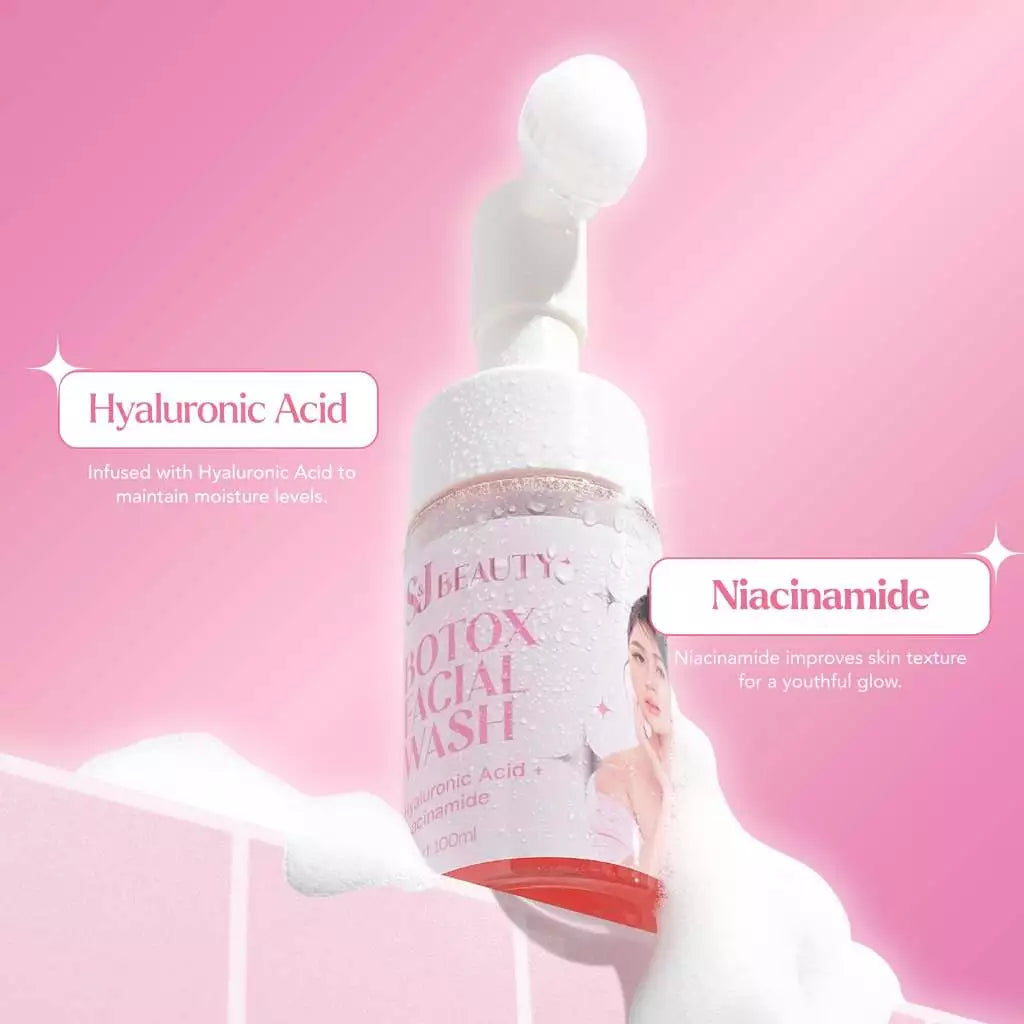 S&J Beauty Botox Facial Wash 100g – Brightening Hydrating Foam Cleanser with Niacinamide