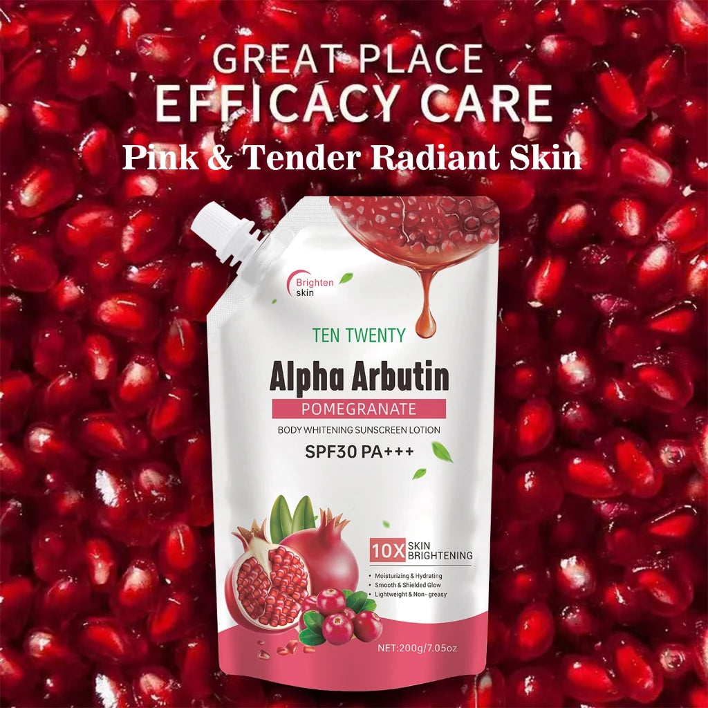 BUY 1 TAKE 1 Alpha Arbutin Pomegranate Sunscreen Whitening Body Lotion SPF30 PA+++ 200g