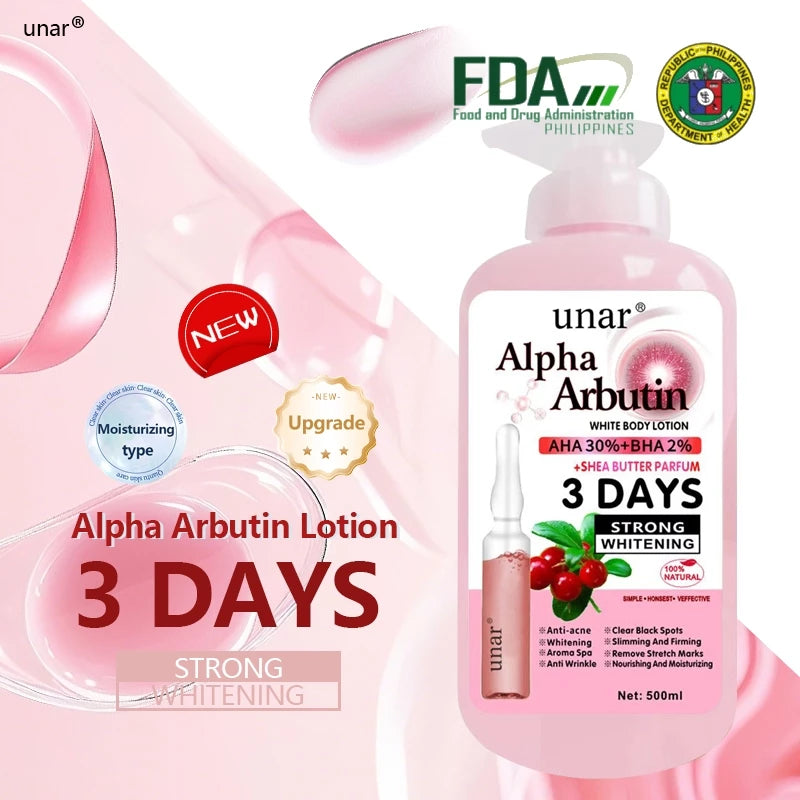 Alpha Arbutin Body Lotion 500ml Whitening Moisturizing Brightening Fade Wrinkles Spots All Skin