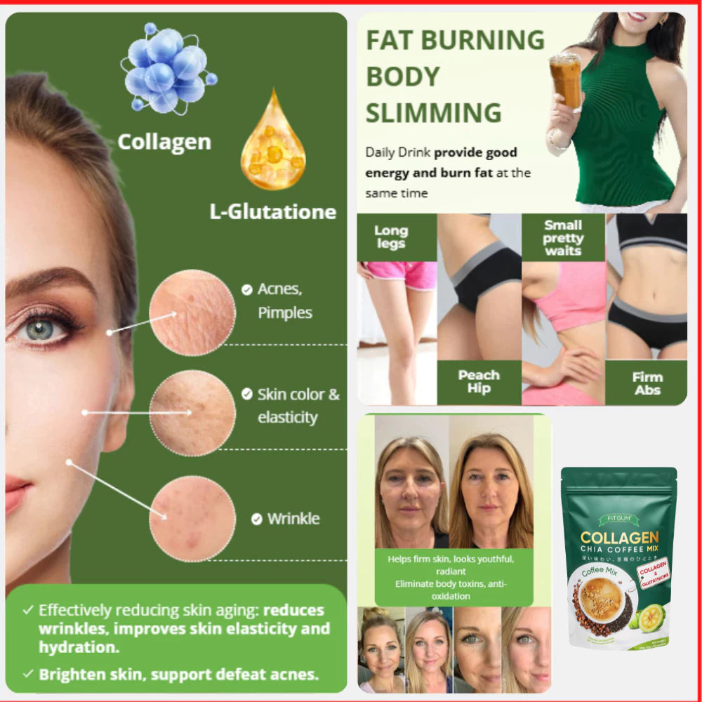 Fitgum Collagen Chia Coffee Simming Coffee for Wellness and Radiant Skin