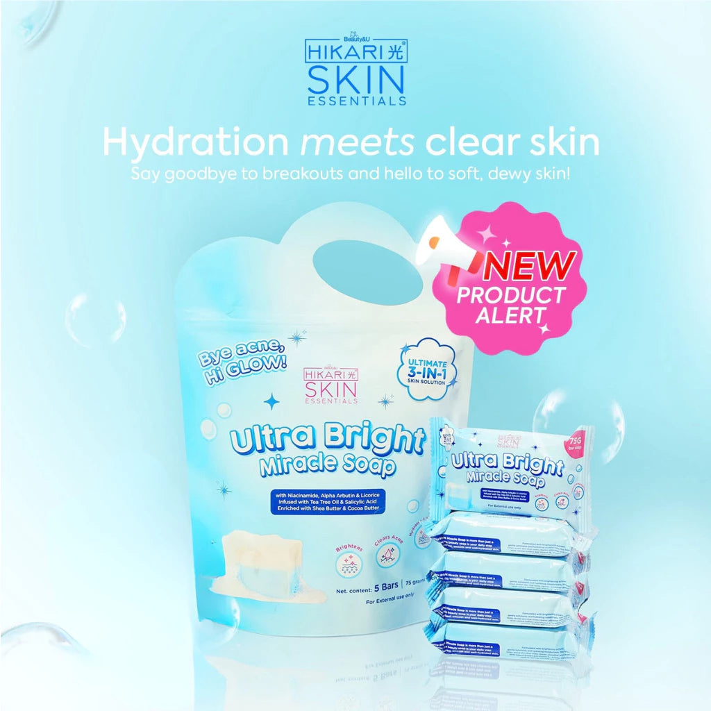 Hikari Skin Essentials Ultra Bright Miracle Soap with Niacinamide, Alpha Arbutin, and Licorice