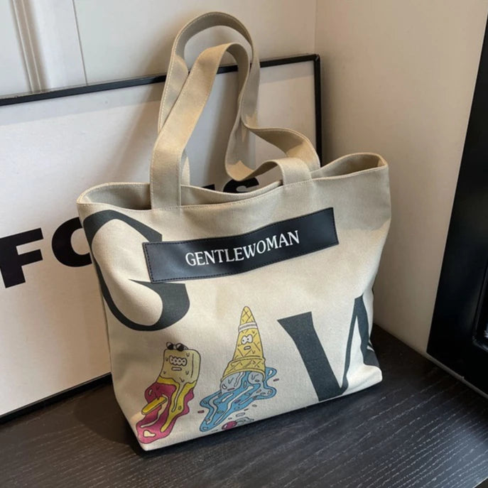 Thai New Fashion Gentle woman Canvas Shoulder Bag Tote Bag With Zipper For Women