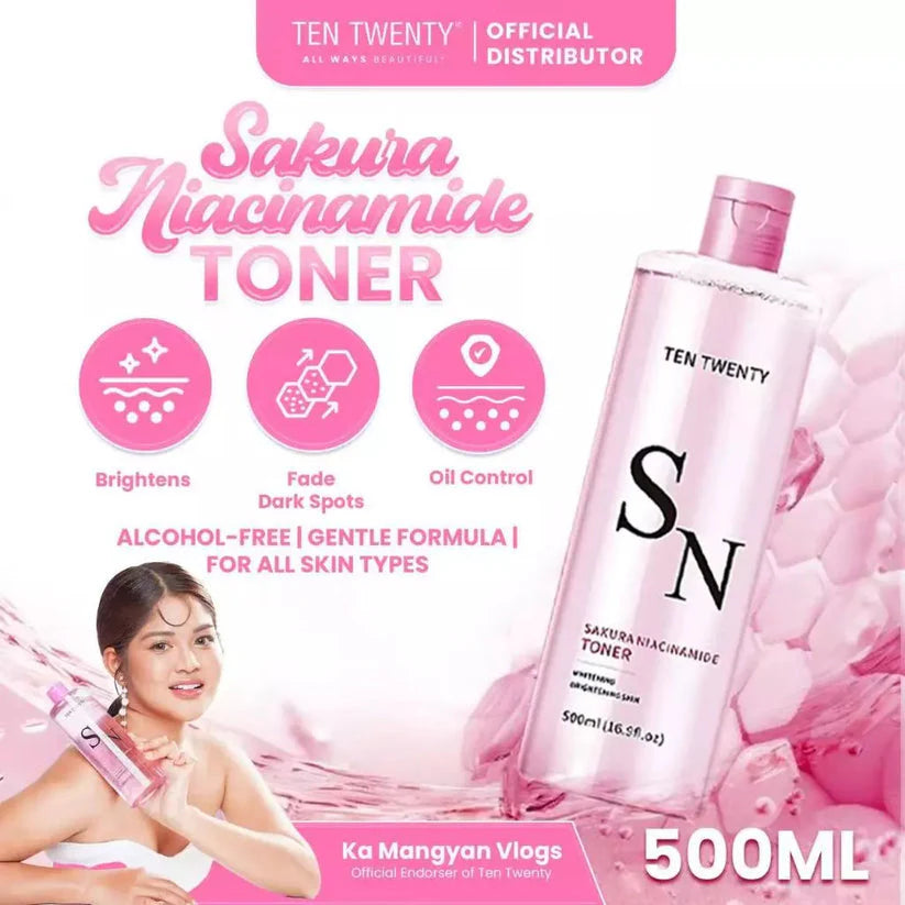 TEN TWENTY VITAMIN C, HYALURONIC ACID, SAKURA NIACINAMIDE TONER SKIN REPAIR 500ML