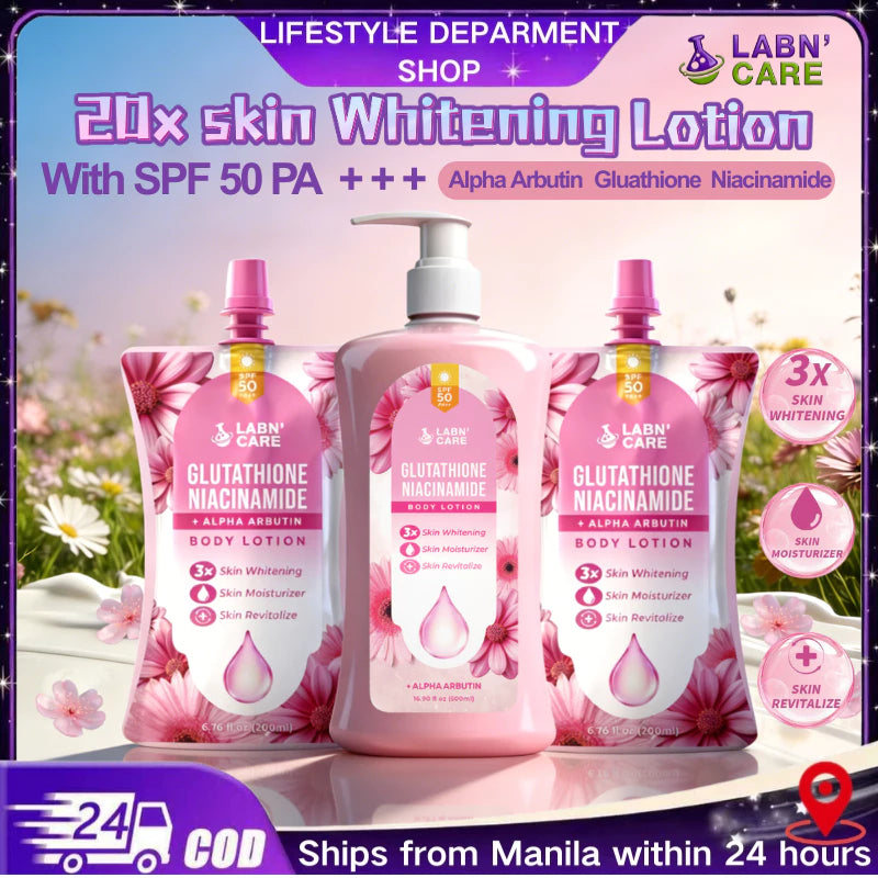 Labn' Care Glutathione Niacinamide Body Whitening Lotion 500ML With SPF 50 PA++, 3X Skin Whitening
