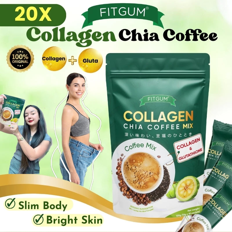 Fitgum Collagen Chia Coffee Simming Coffee for Wellness and Radiant Skin