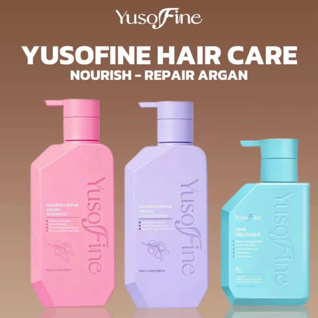 Yusofine Nourish-Repair Argan Oil Shampoo & Conditioner & Hair Treatment Repair Damage Smooth Frizz