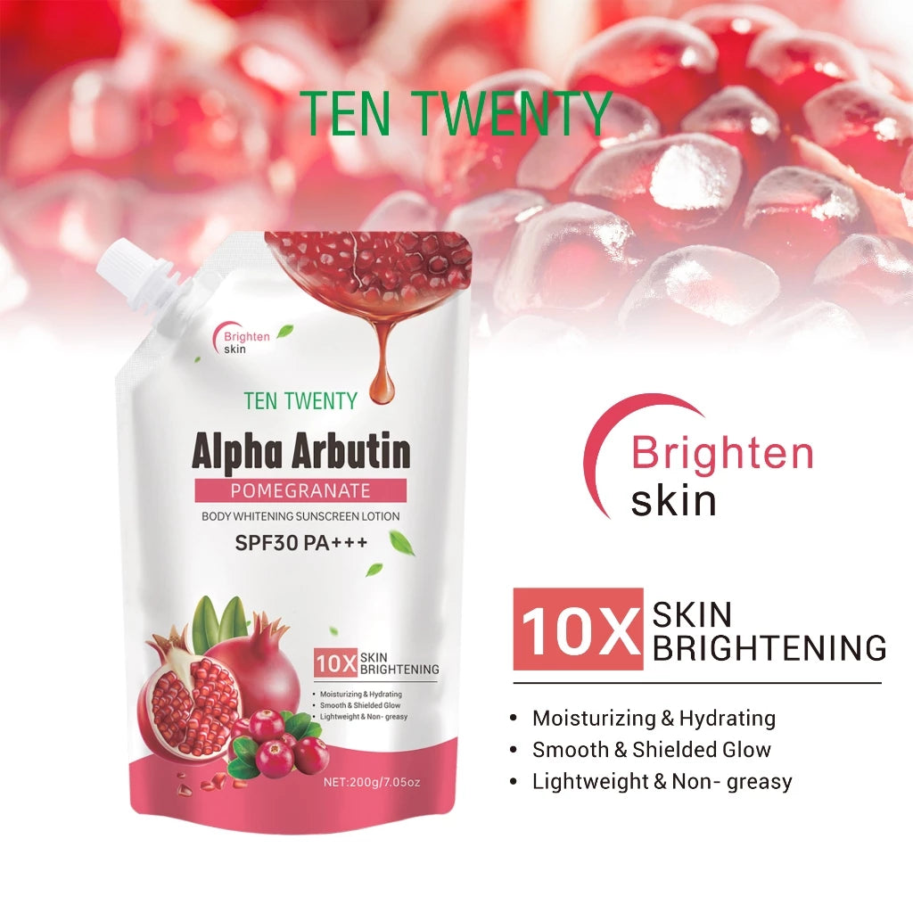 BUY 1 TAKE 1 Alpha Arbutin Pomegranate Sunscreen Whitening Body Lotion SPF30 PA+++ 200g