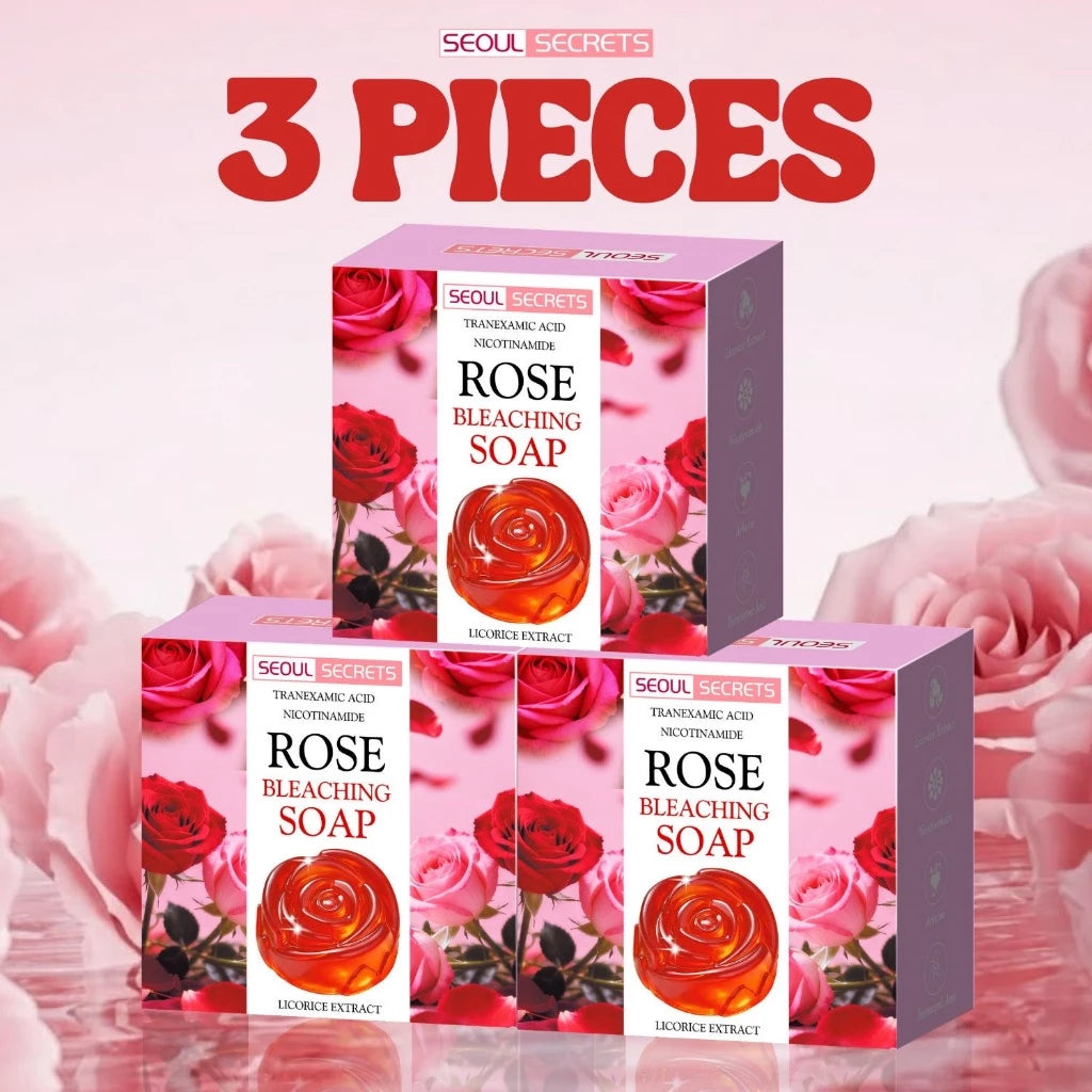 B1T1 ROSE Bleaching Soap FDA Approved with Whitening Booster Tranexamic Acid & Licorice Extract for