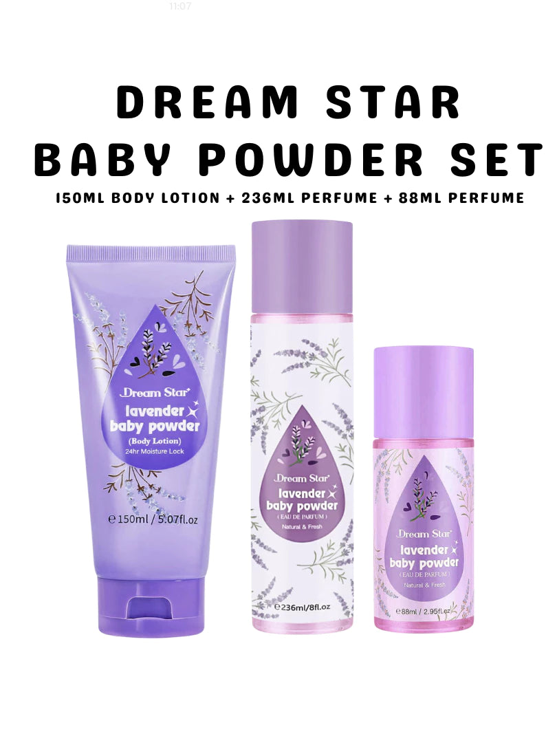 Dream Star Baby Powder Set - 150ml Body Lotion + 236ml Perfume + 88ml Perfume