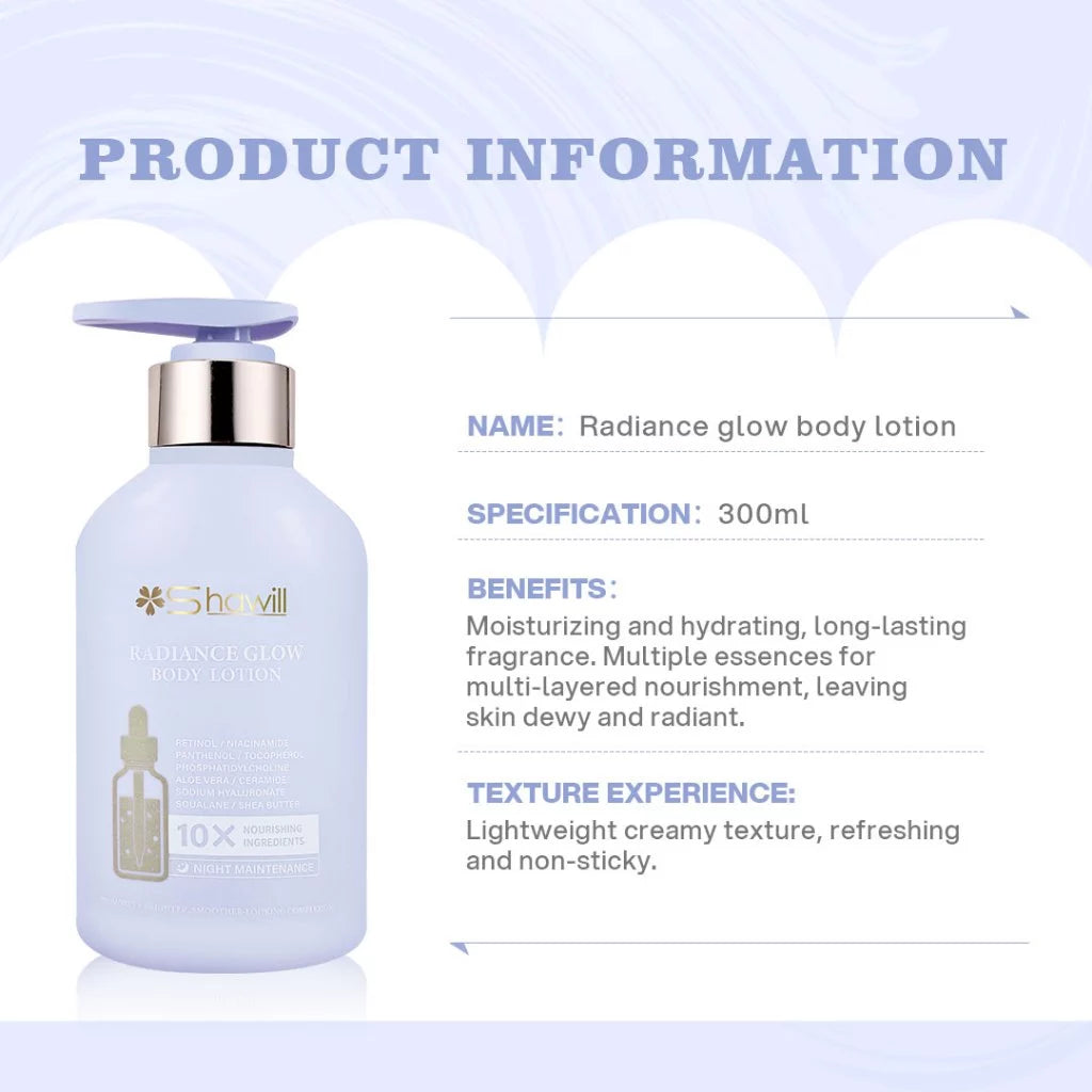 Shawill Double Whitening Repair Body Lotion Set Niacinamide Retinol Moisturizing Body Care 300ml