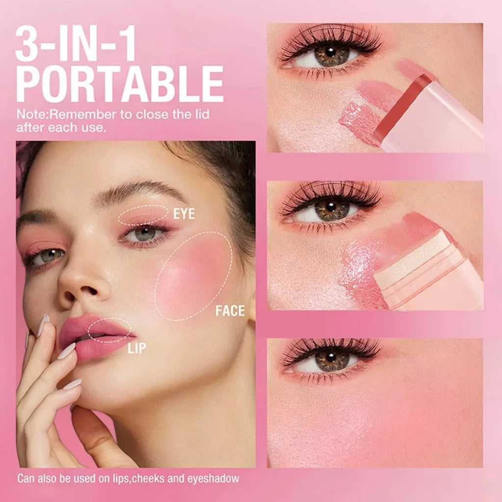 【TVLV】Multi-functional 3-in-1 double-ended blush, lipstick, and eyeshadow with brush head【FDA】