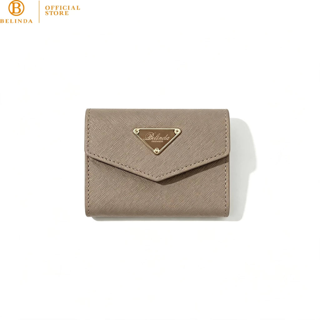 BELINDA Sleek Envelope Tri-fold Wallet with Metal Triangle Logo DX-H106