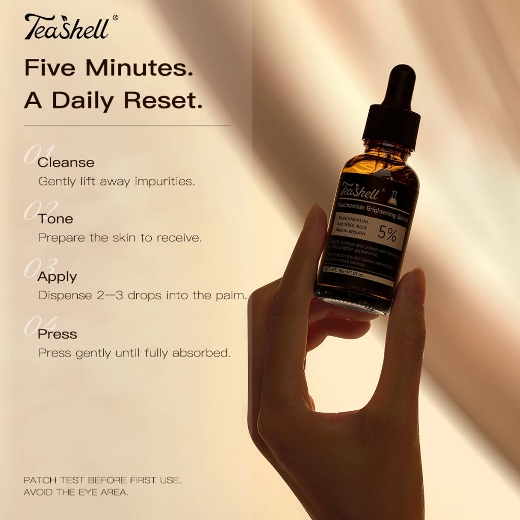 Teashell Whitening Serum 5% Niacinamide & Alpha Arbutin 30ml - Fade Dark Spots Brighte