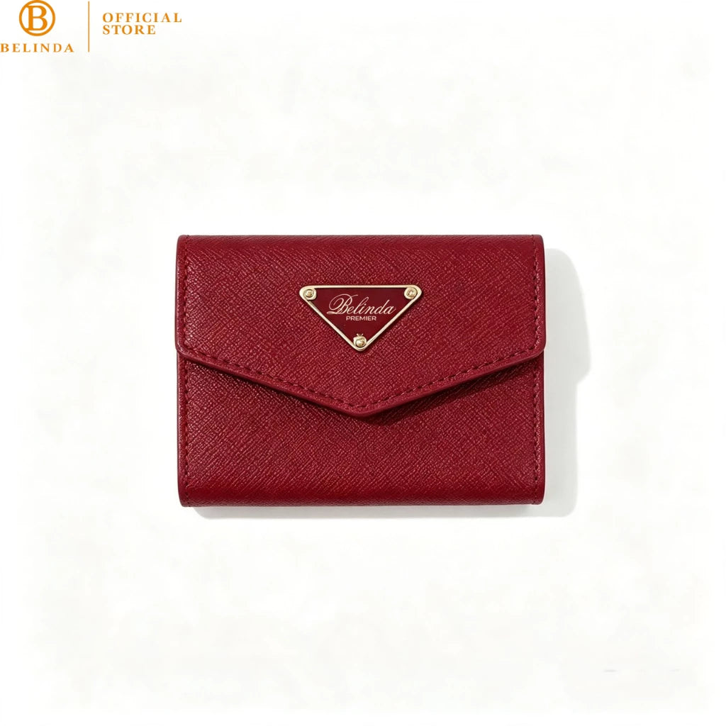 BELINDA Sleek Envelope Tri-fold Wallet with Metal Triangle Logo DX-H106