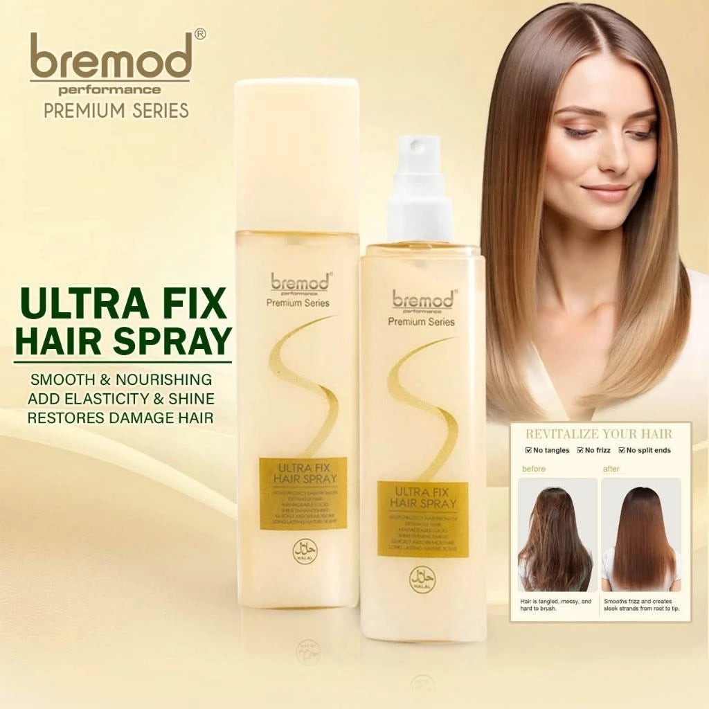 Bremod Ultra Fix Hair Spray - Smooth & Nourishing Formula for Elasticity Shine and Damage Repair