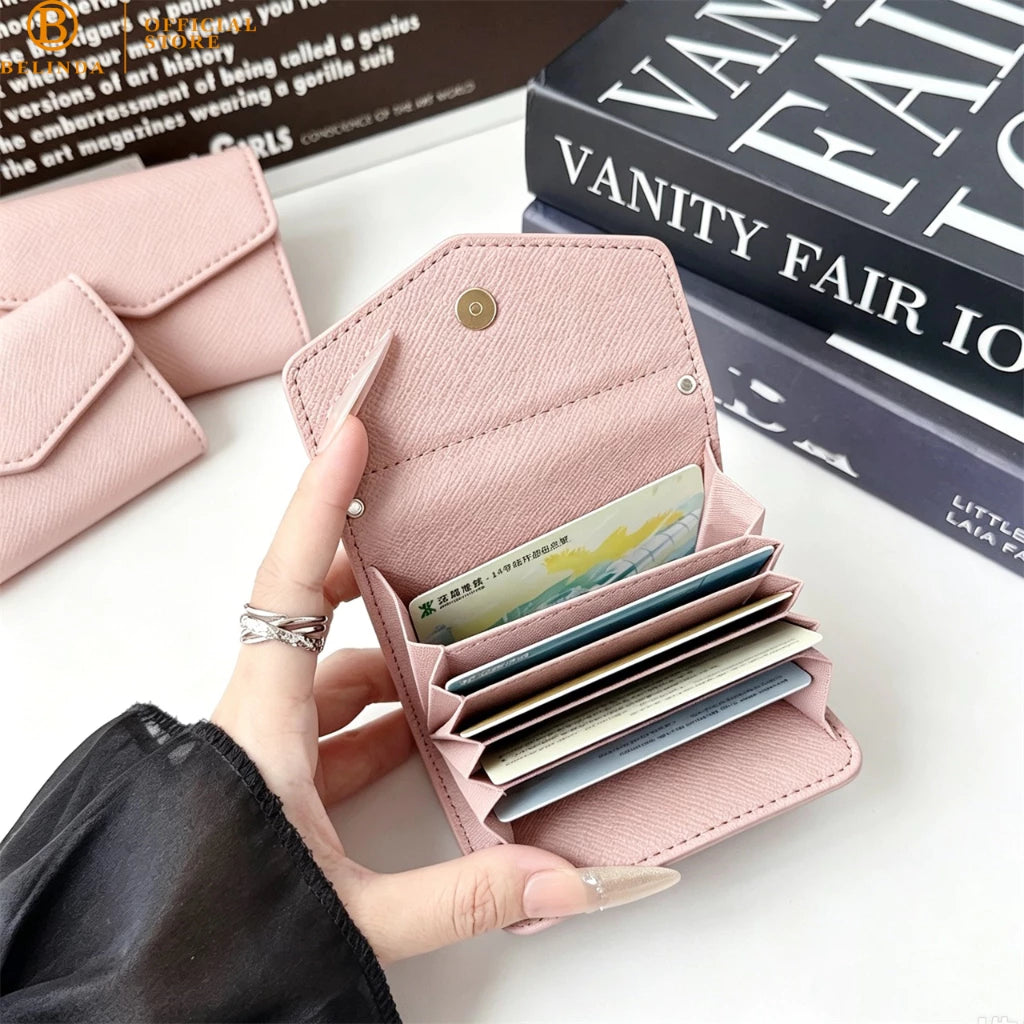 BELINDA Sleek Envelope Tri-fold Wallet with Metal Triangle Logo DX-H106