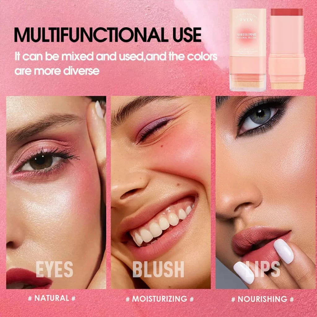 【TVLV】Multi-functional 3-in-1 double-ended blush, lipstick, and eyeshadow with brush head【FDA】