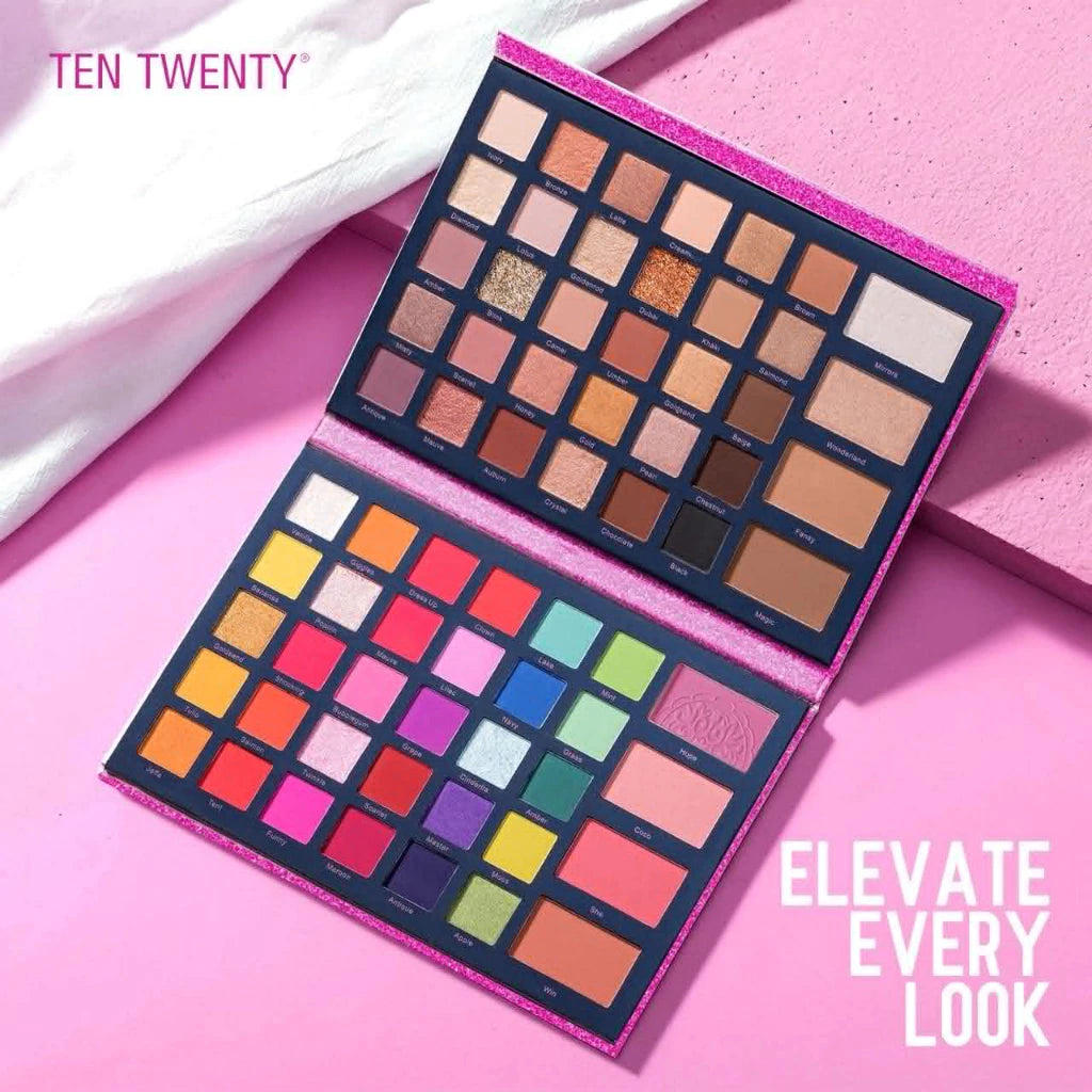 Ten Twenty 68 Color Eyeshadow Makeup Beauty Palette with Highlighter, Shimmer, Blush On, Contour