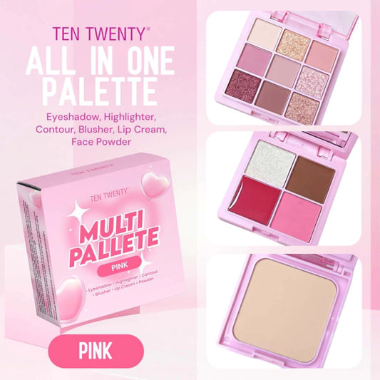 Ten Twenty All-in-One Multi Palette Eyeshadow, Highlighter, Blusher, Lip Cream, Face Powder Makeup