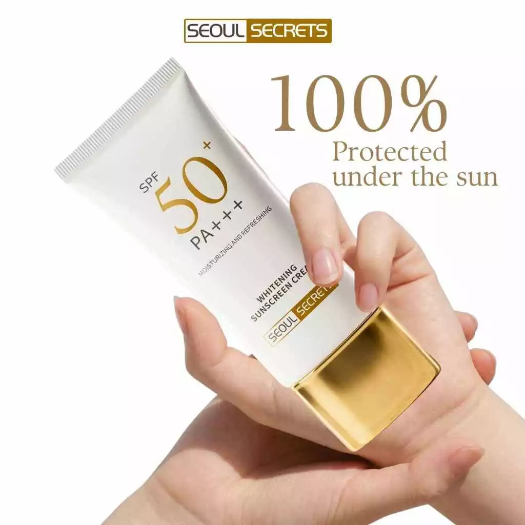 Seoul Secrets Whitening Sunscreen SPF 50 PA+++ | Luxury Broad Spectrum UVA/UVB Protection