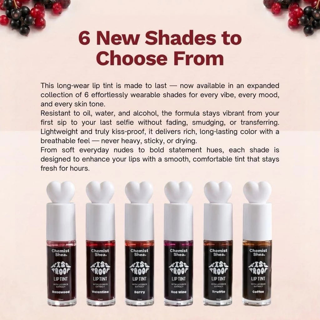 Chemist Shea Kiss Proof Lip Tint | Long-Lasting, Waterproof & Oil-Resistant (10ml)