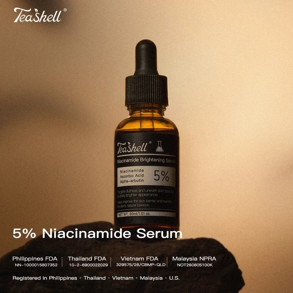 Teashell Whitening Serum 5% Niacinamide & Alpha Arbutin 30ml - Fade Dark Spots Brighte