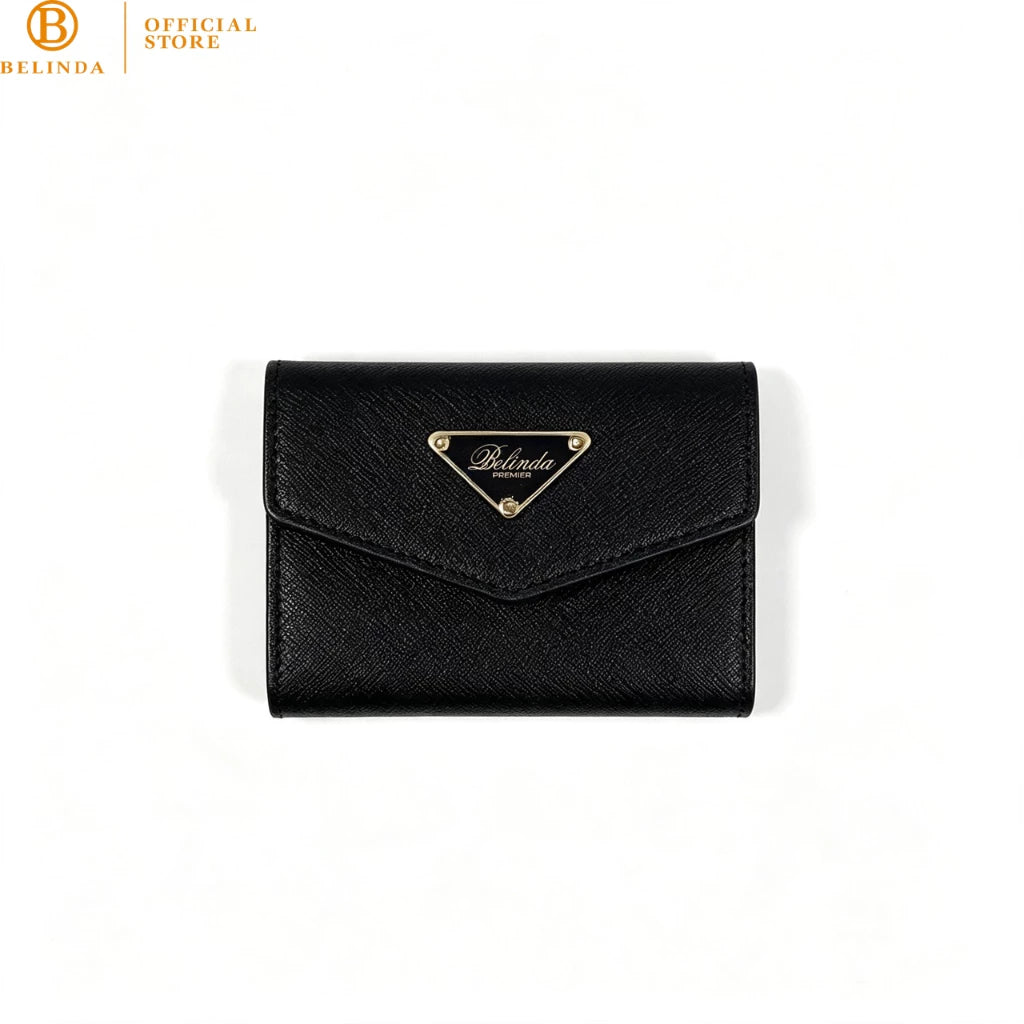 BELINDA Sleek Envelope Tri-fold Wallet with Metal Triangle Logo DX-H106