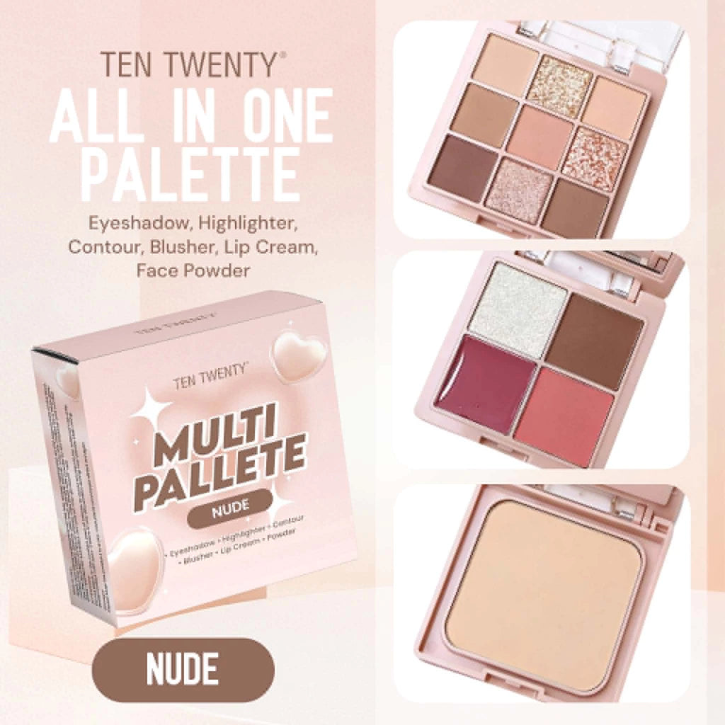 Ten Twenty All-in-One Multi Palette Eyeshadow, Highlighter, Blusher, Lip Cream, Face Powder Makeup