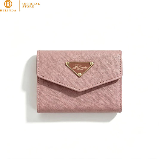 BELINDA Sleek Envelope Tri-fold Wallet with Metal Triangle Logo DX-H106