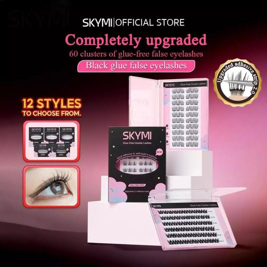 SKYEYE Black Glue Self-Adhesive Lashes, 24H Waterproof, Easy Apply, Built-in liner effect